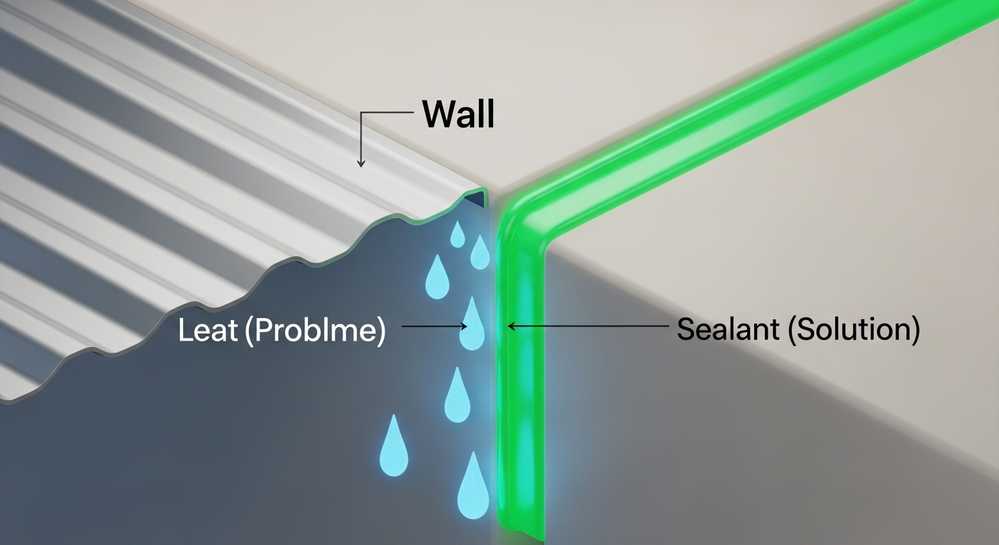 Cách chống thấm mái tôn giáp tường hiệu quả toàn diện 1 Nguyên nhân chính gây thấm dột ở vị trí mái tôn giáp tường